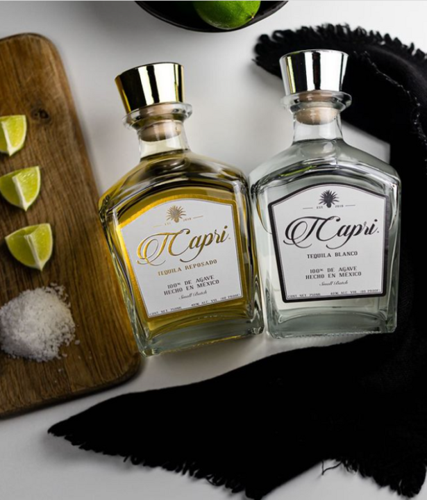 T Capri tequilas, in stylish bottles with metallic tops and cursive labels