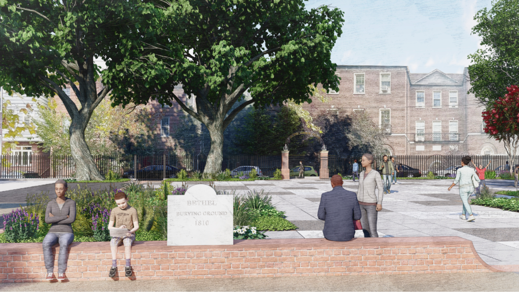 CGI image of the proposed new construction of Bethel Burying Ground