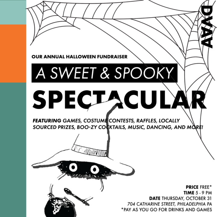 Sweet & Spooky Spectacular promotional image with cartoon spider in witch's hat holding spoon and cauldron