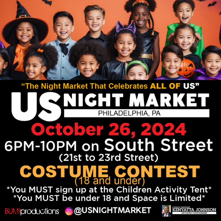 US Night Market promotional image with children in costume