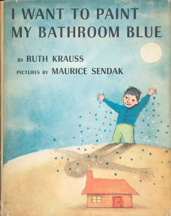 The cover art for I Want To Paint My Bathroom Blue, with a boy with black hair sprinkling confetti over his house