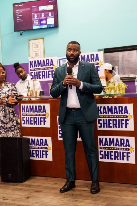 Siddiq Kamara making a speech