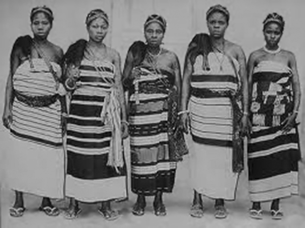 Black and white photograph Aba Nigerian women in traditional attire