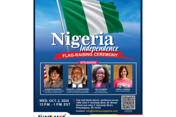 Promotional image for Nigeria Independence flag-raising with featured speakers