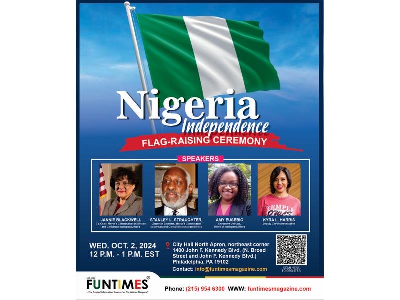 Promotional image for Nigeria Independence flag-raising with featured speakers