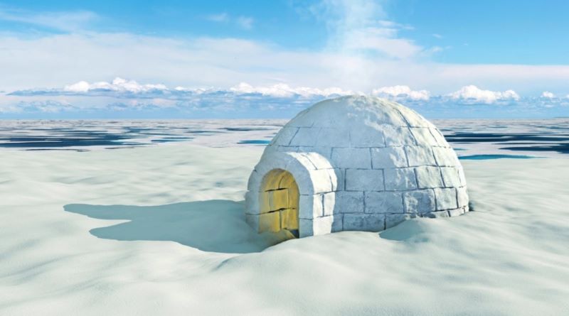 an igloo in an arctic landscape