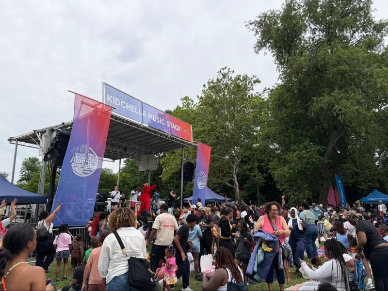 an outdoor stage for Kidchella, a children's concert that is one of Wawa Welcome America's 4th of July events