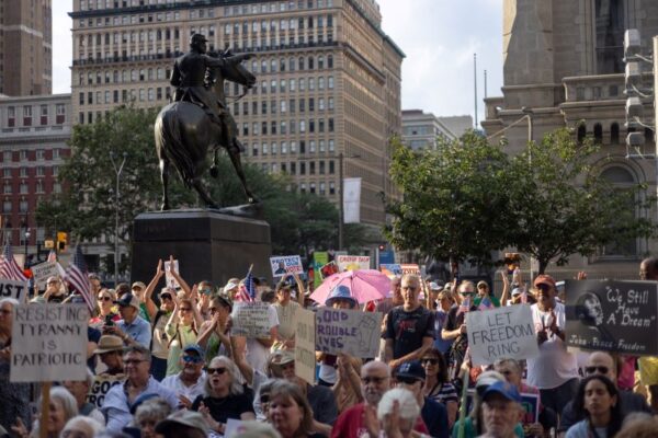Good Trouble Lives On: Protesters Rally at Philadelphia City Hall to Honor John Lewis’ Legacy and Demand Justice