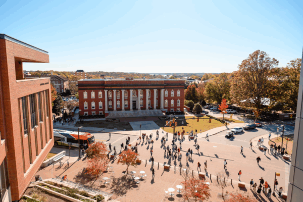 a busy view of the Clemson University campus