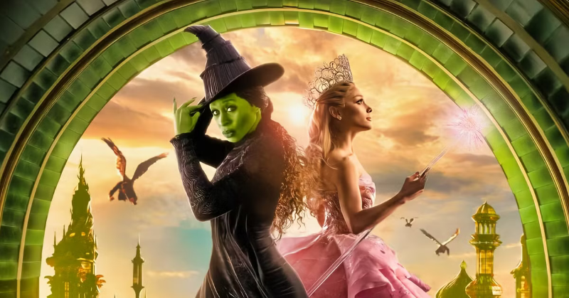 promotional image for Wicked: For Good, with Cynthia Erivo as Elphaba and Ariana Grande as Glinda