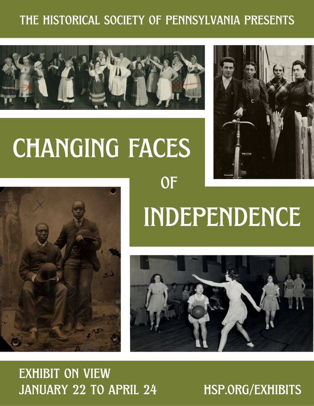 promotional image for Changing Faces of Independence, with black and white historical photos from the past