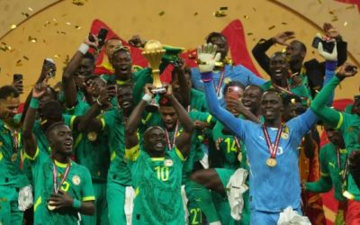 Senegalese football team at AFCON celebrating