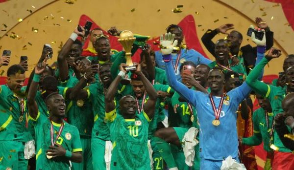 Senegalese football team at AFCON celebrating