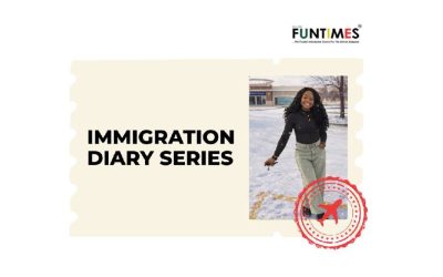 image for Immigration Diary Series, with photograph of Nigerian woman in the snow in Canada
