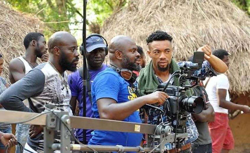 filming crew on a Nollywood set