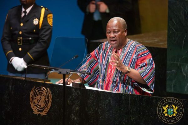Ghana's President John Dramani Mahama giving speech at UN