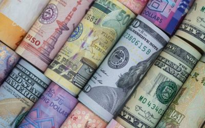 rolled paper currencies of various countries