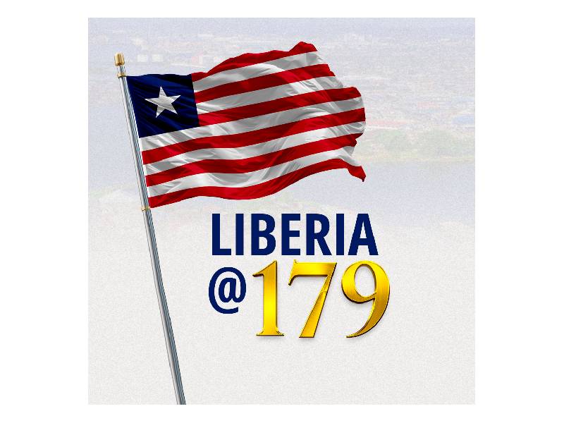 Liberia flag with the text, "Liberia @179"