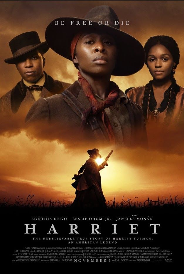 promotional image for Harriet the movie, starring Leslie Odom, Jr, Cynthia Erivo, and Janelle Monae.